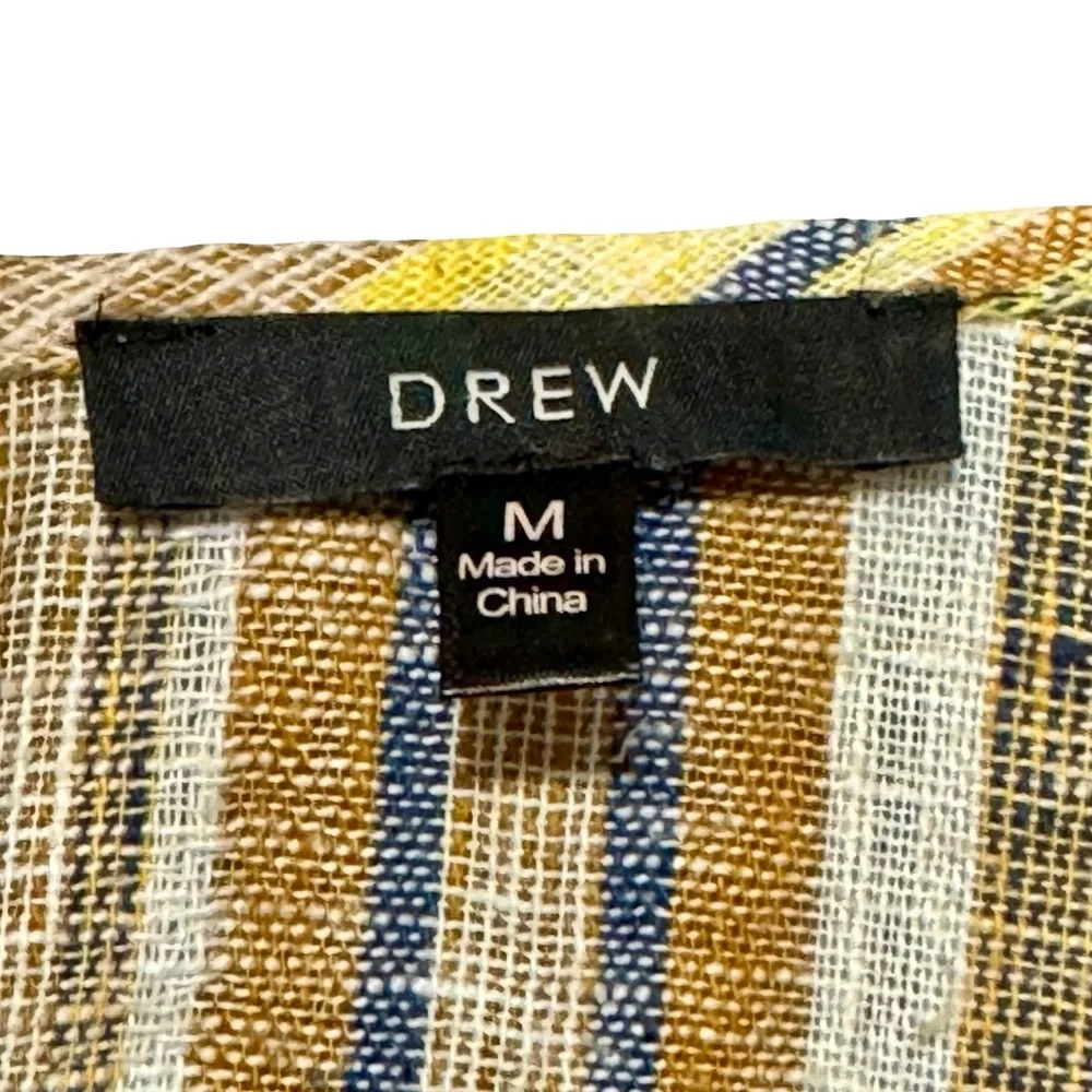 DREW | ANTHROPOLOGIE Linen Cotton Striped Wide Leg Frayed Hem Jumpsuit Medium - Picture 13 of 15
